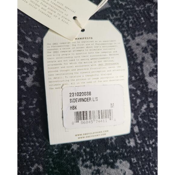 NWT Obey No 89 Sidewinder Long Sleeve Top Black Burnout Textured USA Made Size M - Picture 7 of 10